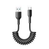 Laidas USB - USB C (K-K) 3A 1.5m juodas (black) spiralinis Joyroom SA38-AC3